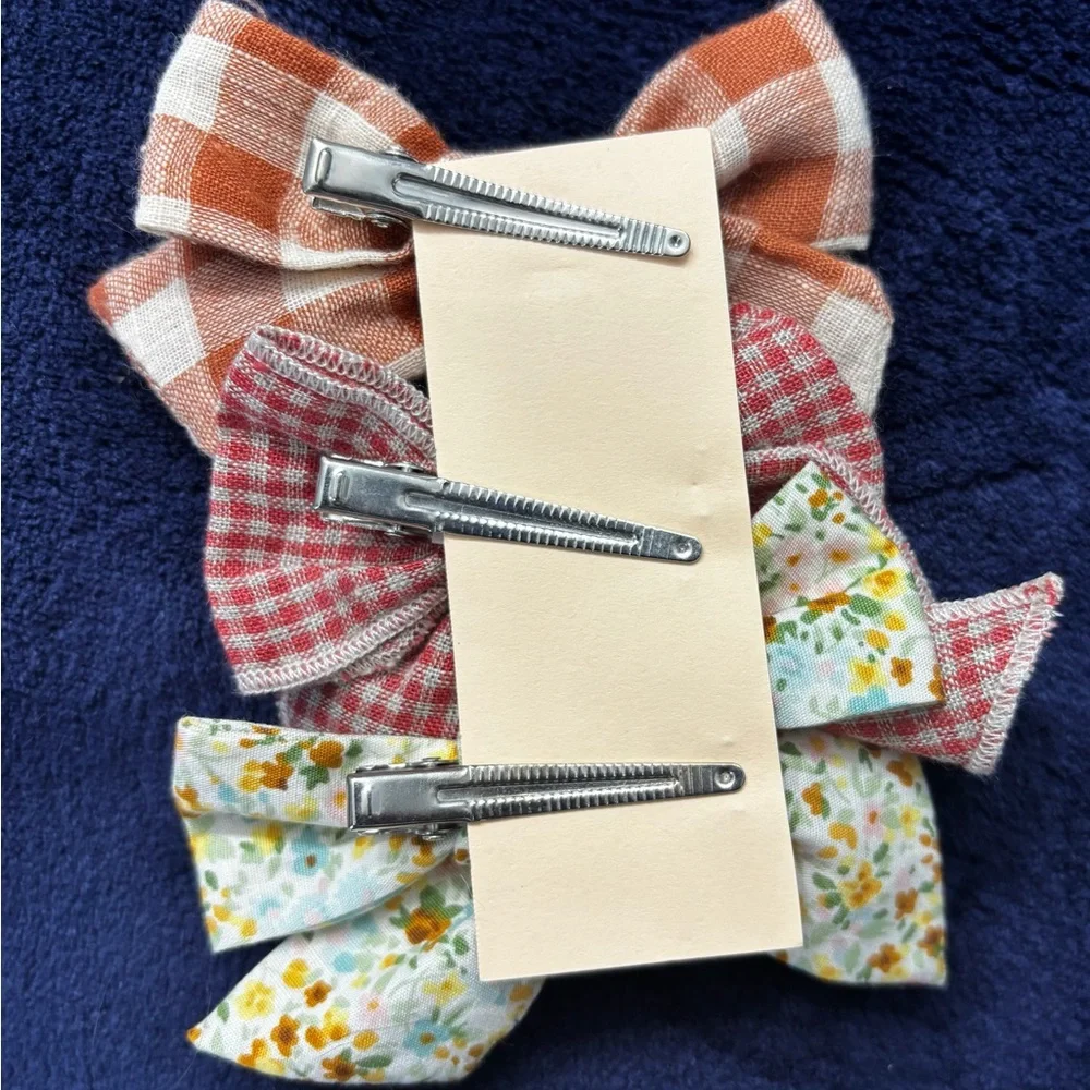 🩵Charming Checkered and Floral Hair Bow Set